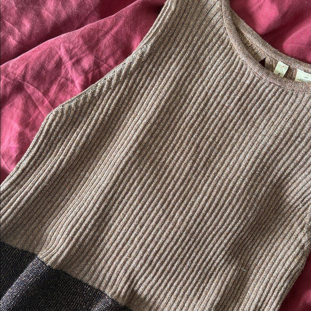 Moth Two-Tone Ribbed Tank Top - Brown and Dark Brown